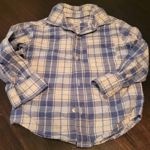 Carters boys 2t button down blue plaid shirt